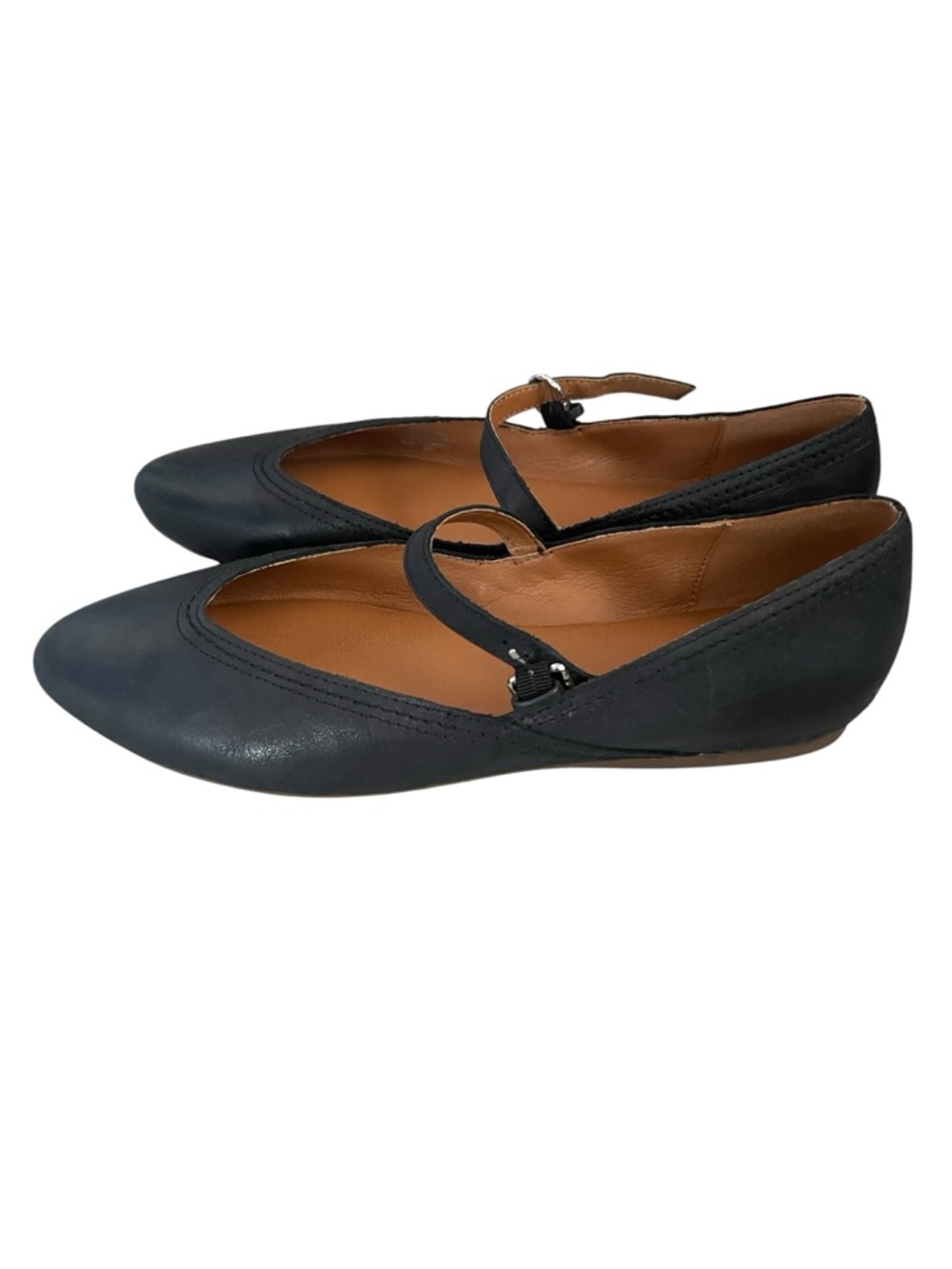 Lucky Brand Black Mary Jane Ballet Flats Women 9.5 Leather Strap Shoes